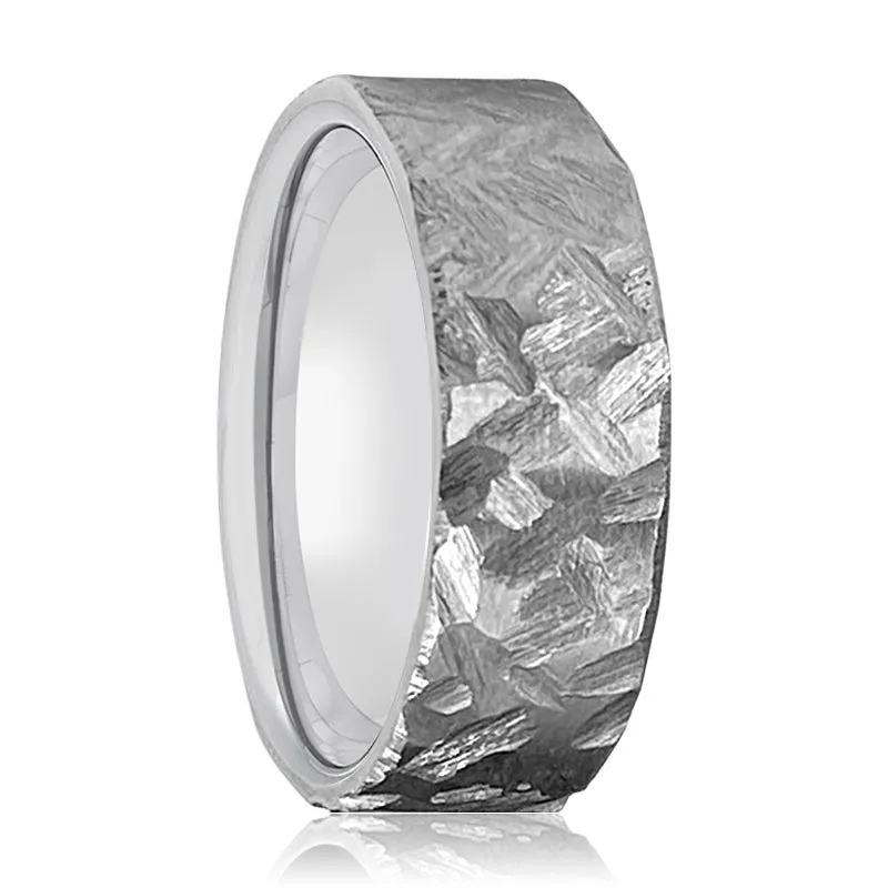 GHOST | Silver Ring, Silver Titanium Ring, Hammered, Flat