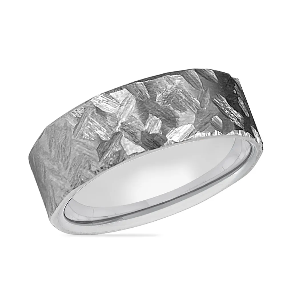 GHOST | Silver Ring, Silver Titanium Ring, Hammered, Flat