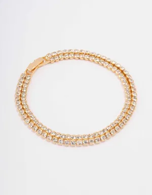 Gold Plated Double Classic Tennis Bracelet