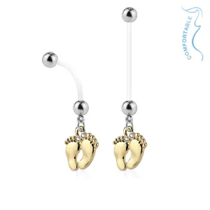 Gold Plated Footprint Maternity Belly Ring