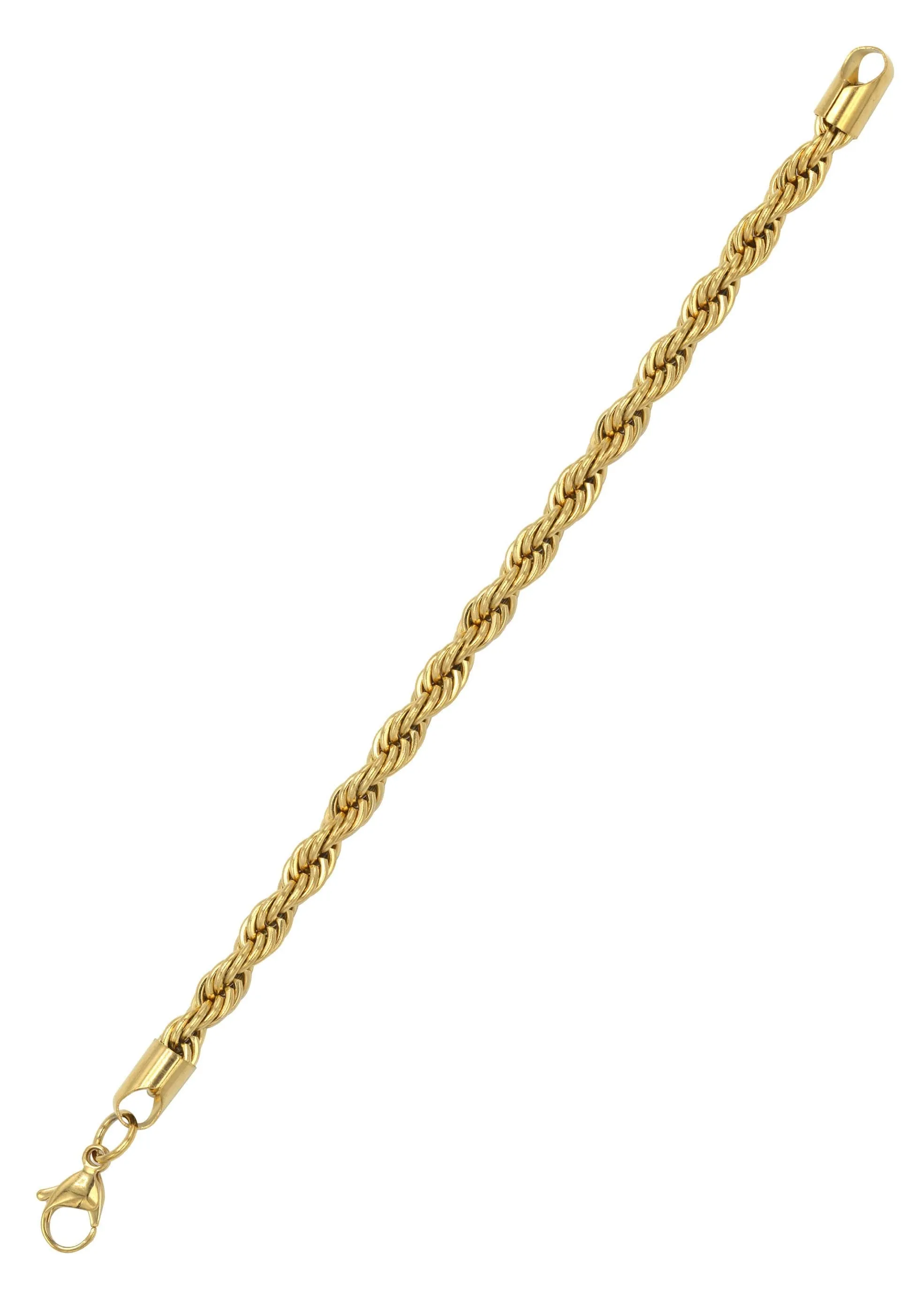 Gold Plated Mens Solid Rope Bracelet