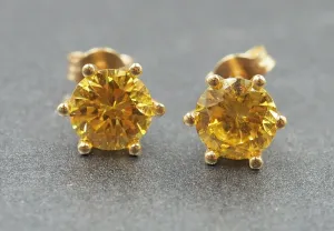 Golden Sapphire 9ct Yellow Gold Stud Earrings