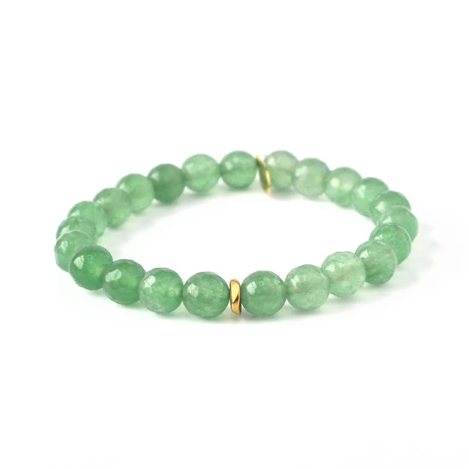 Green Jade Bracelet | Brass Heishi