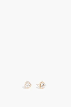 Heart Earrings in White Topaz and Diamond