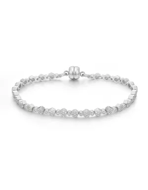 Hex Pave Disc Bracelet- Silver