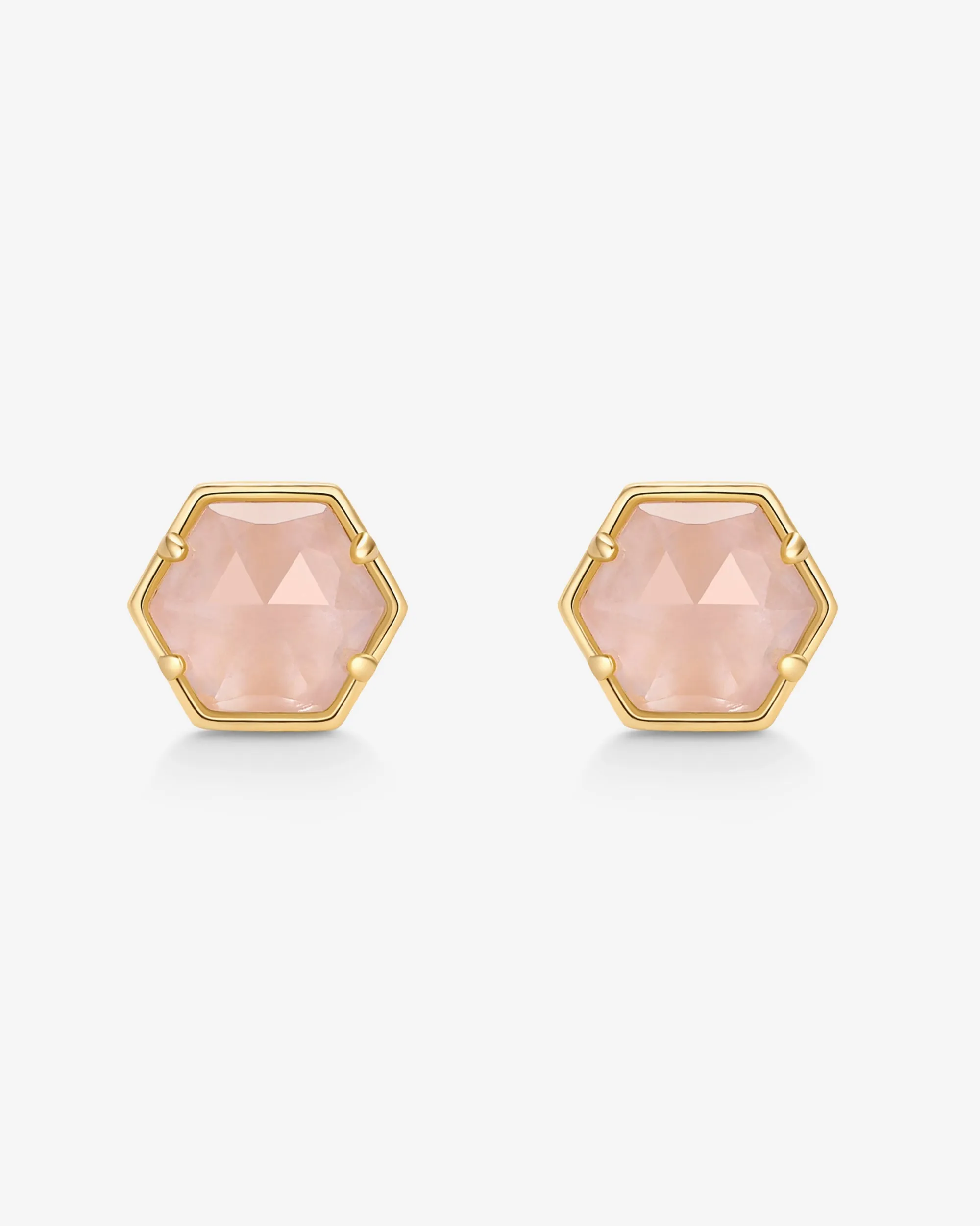 Hexagon Gemstone Stud Earrings