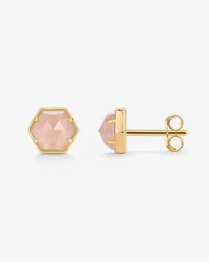 Hexagon Gemstone Stud Earrings