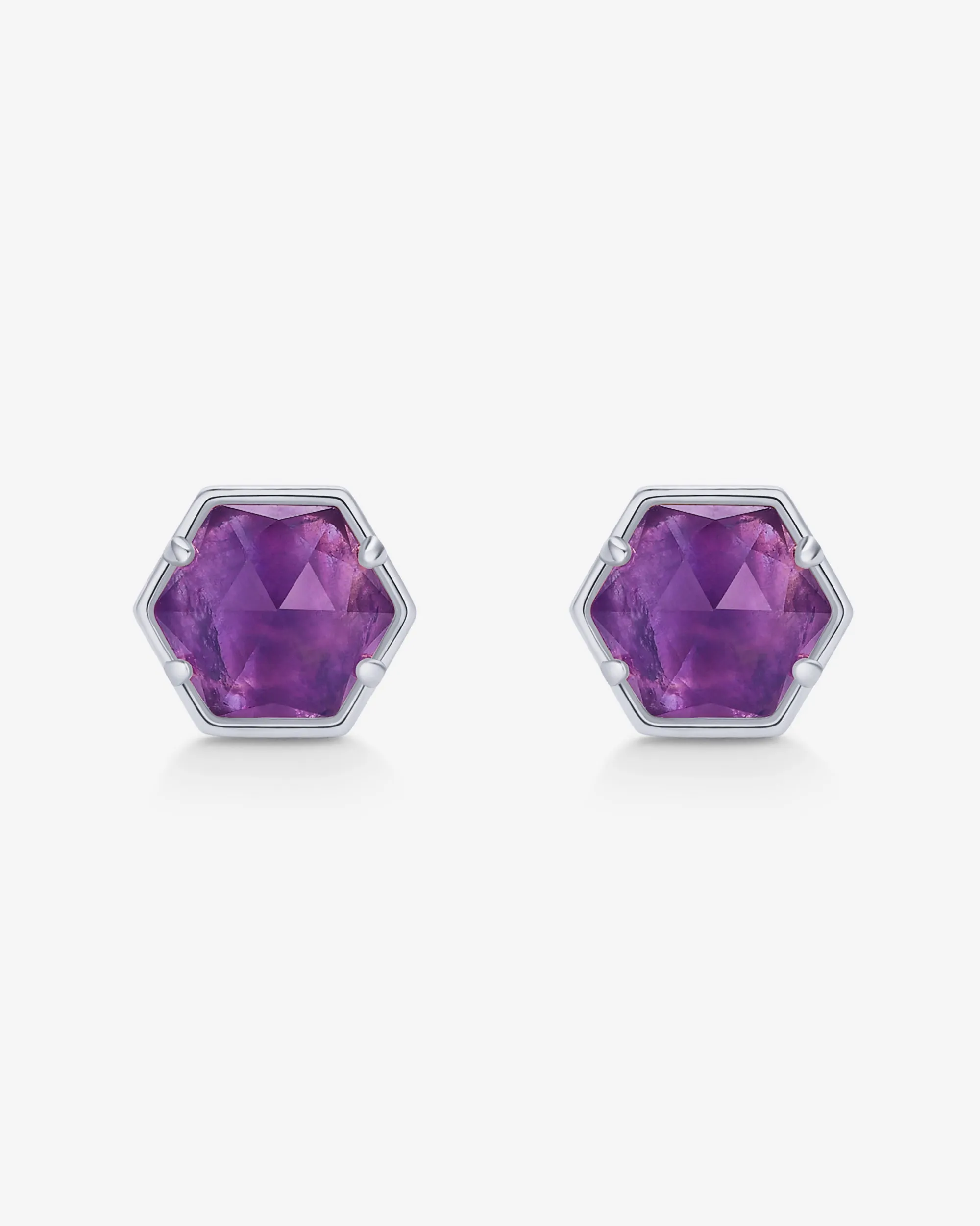 Hexagon Gemstone Stud Earrings