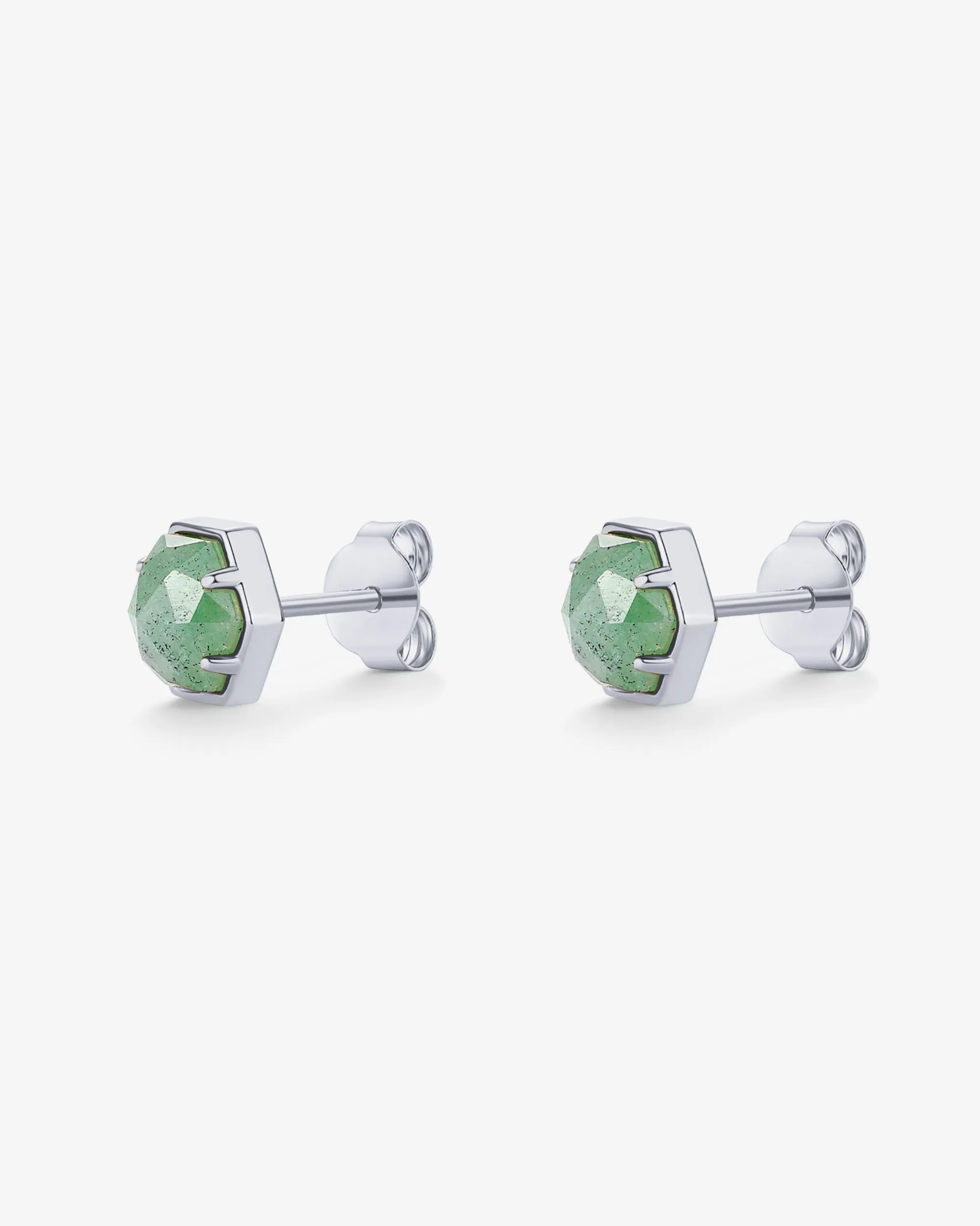 Hexagon Gemstone Stud Earrings