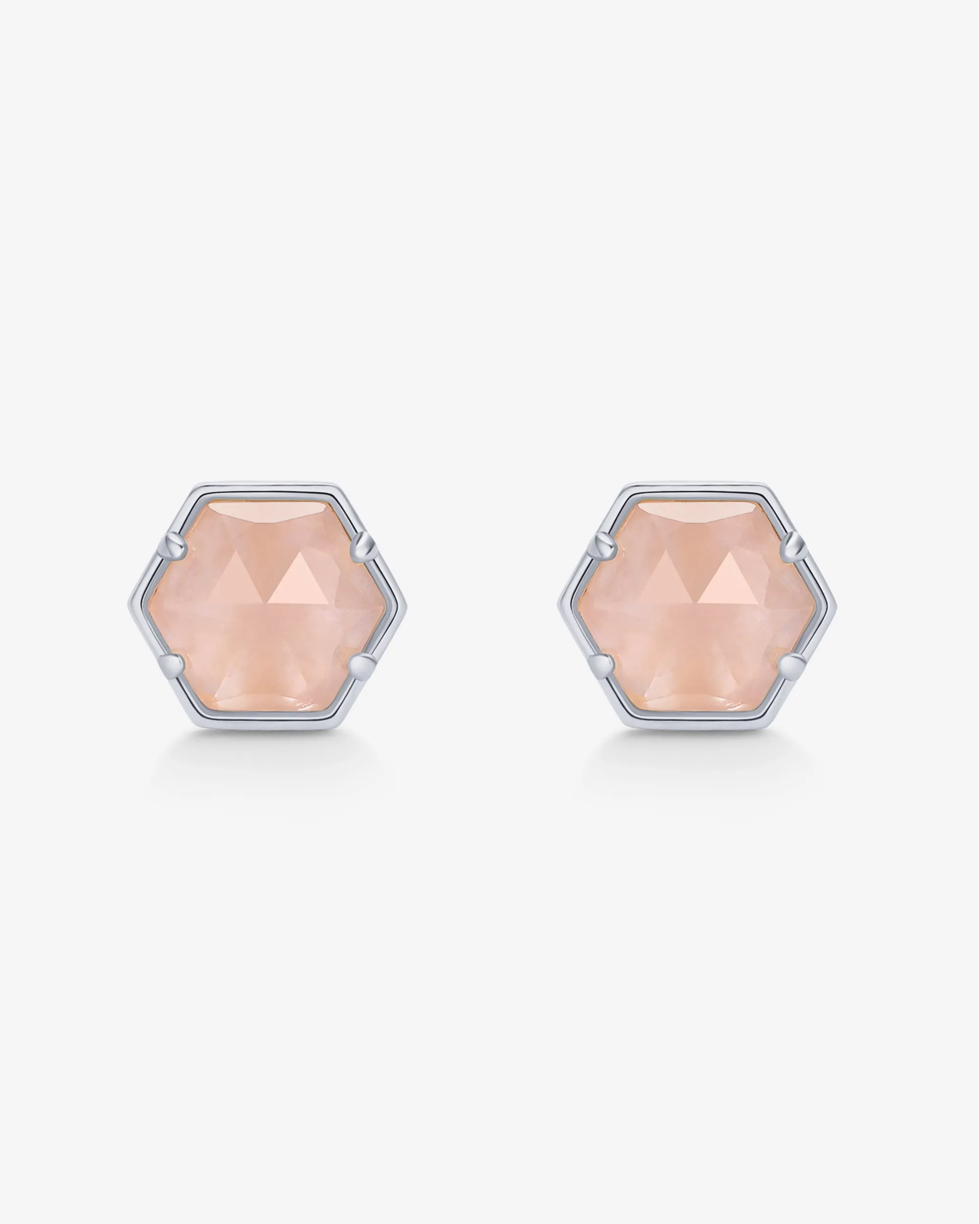 Hexagon Gemstone Stud Earrings