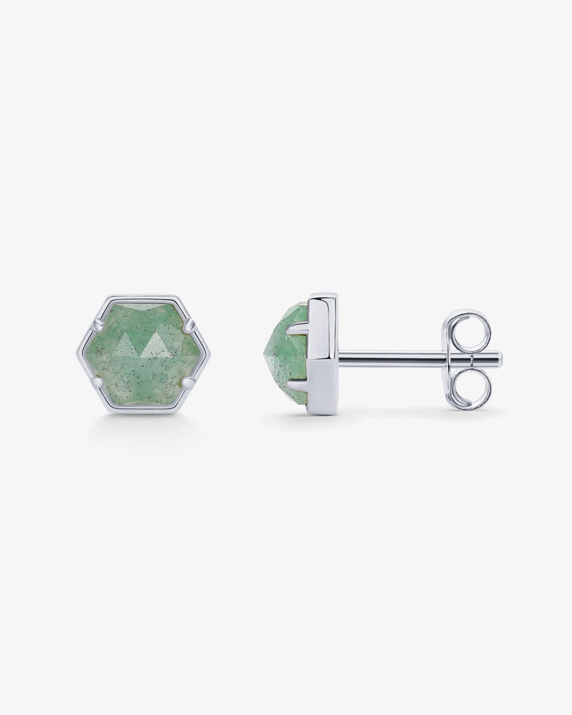 Hexagon Gemstone Stud Earrings