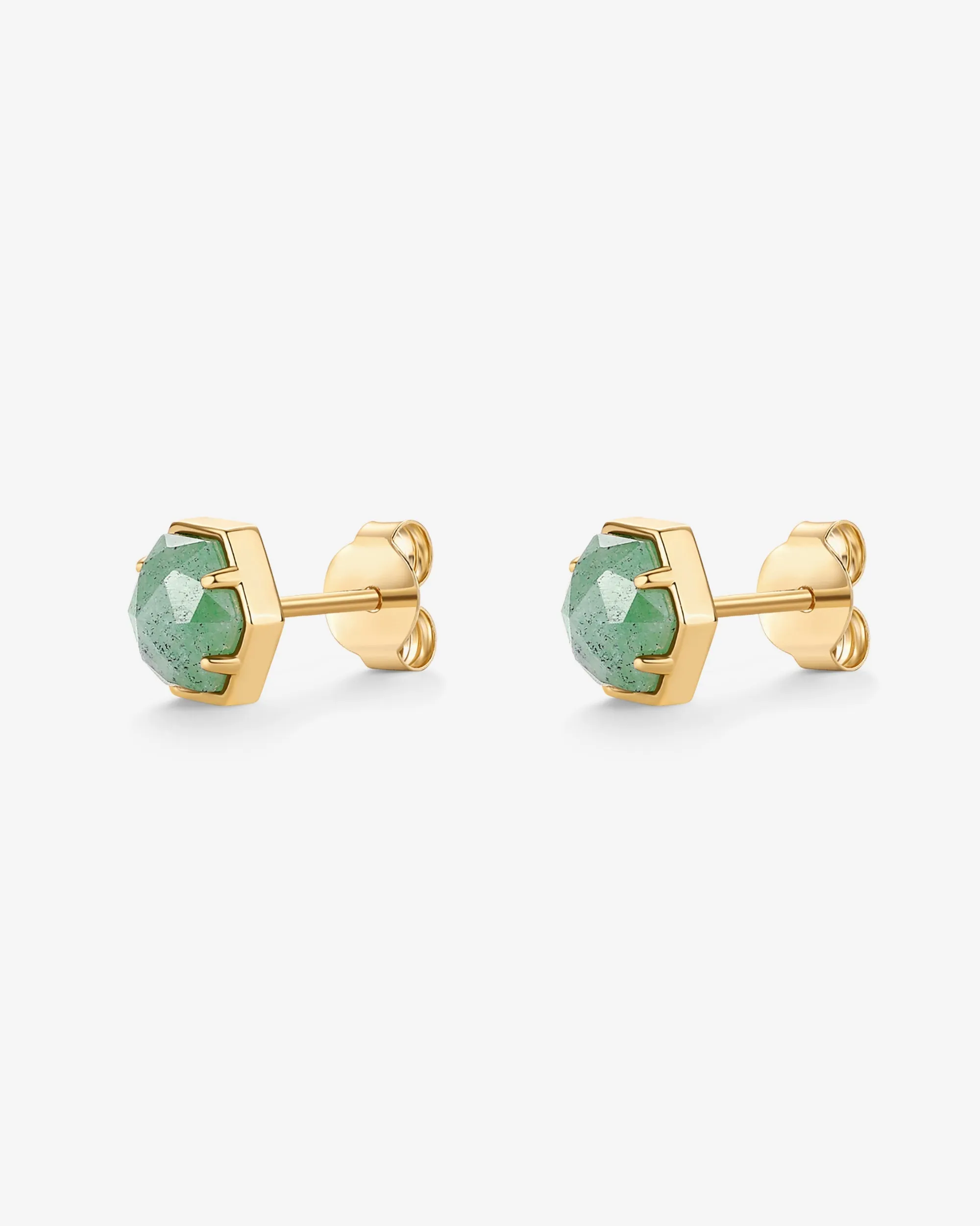 Hexagon Gemstone Stud Earrings