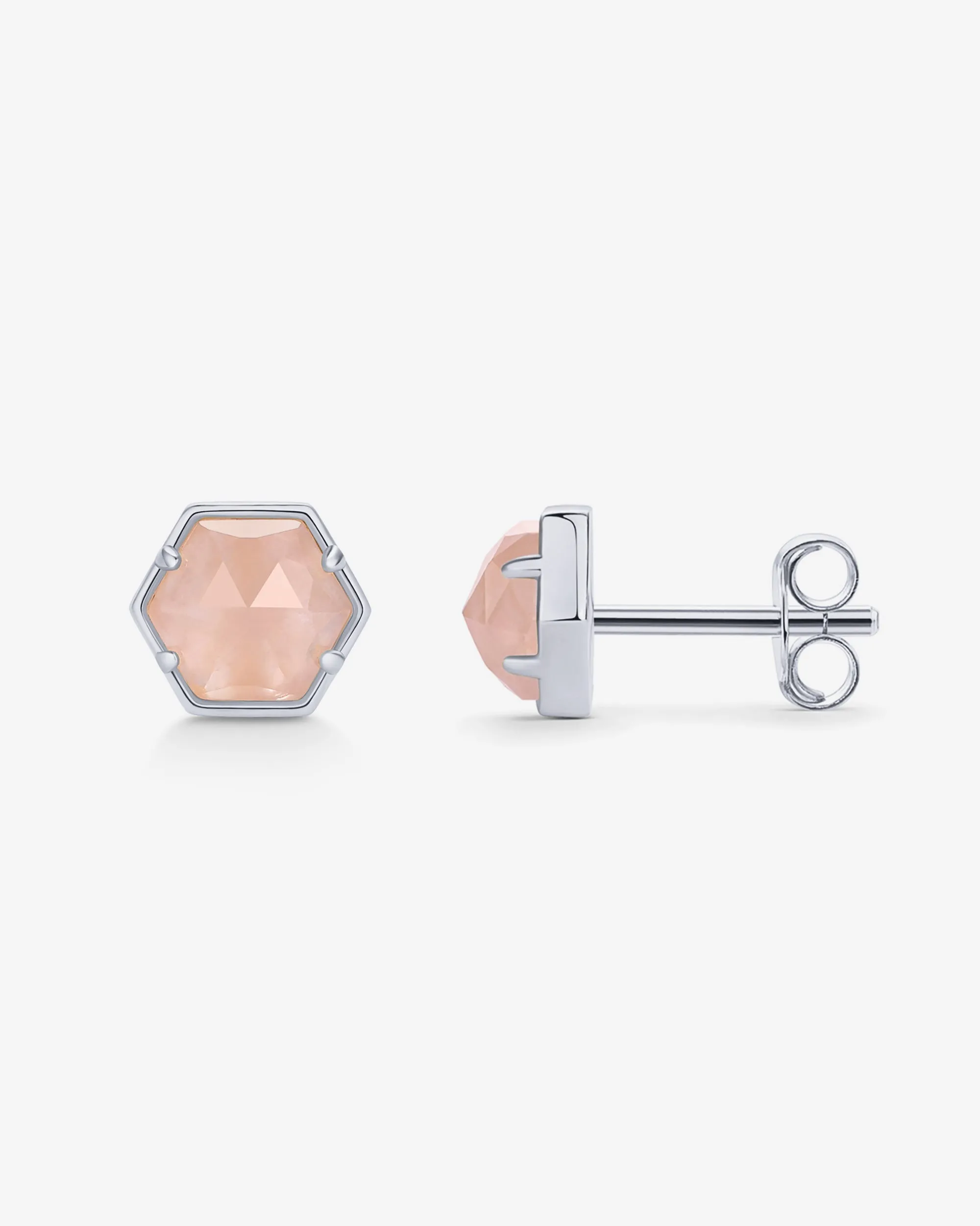 Hexagon Gemstone Stud Earrings