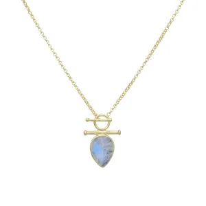 Indra 14K Gold Rainbow Moonstone Necklace