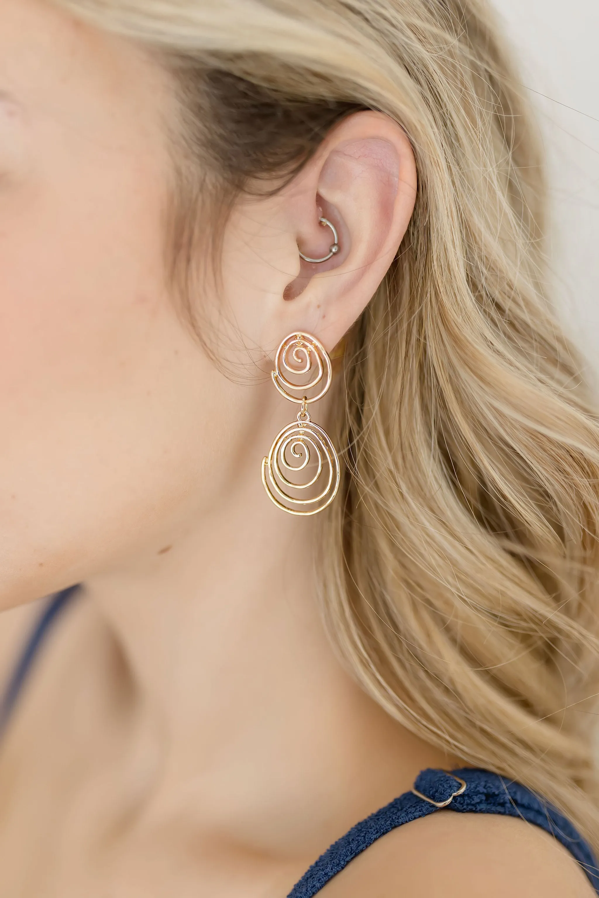 Josie Swirl Drop Earrings Gold