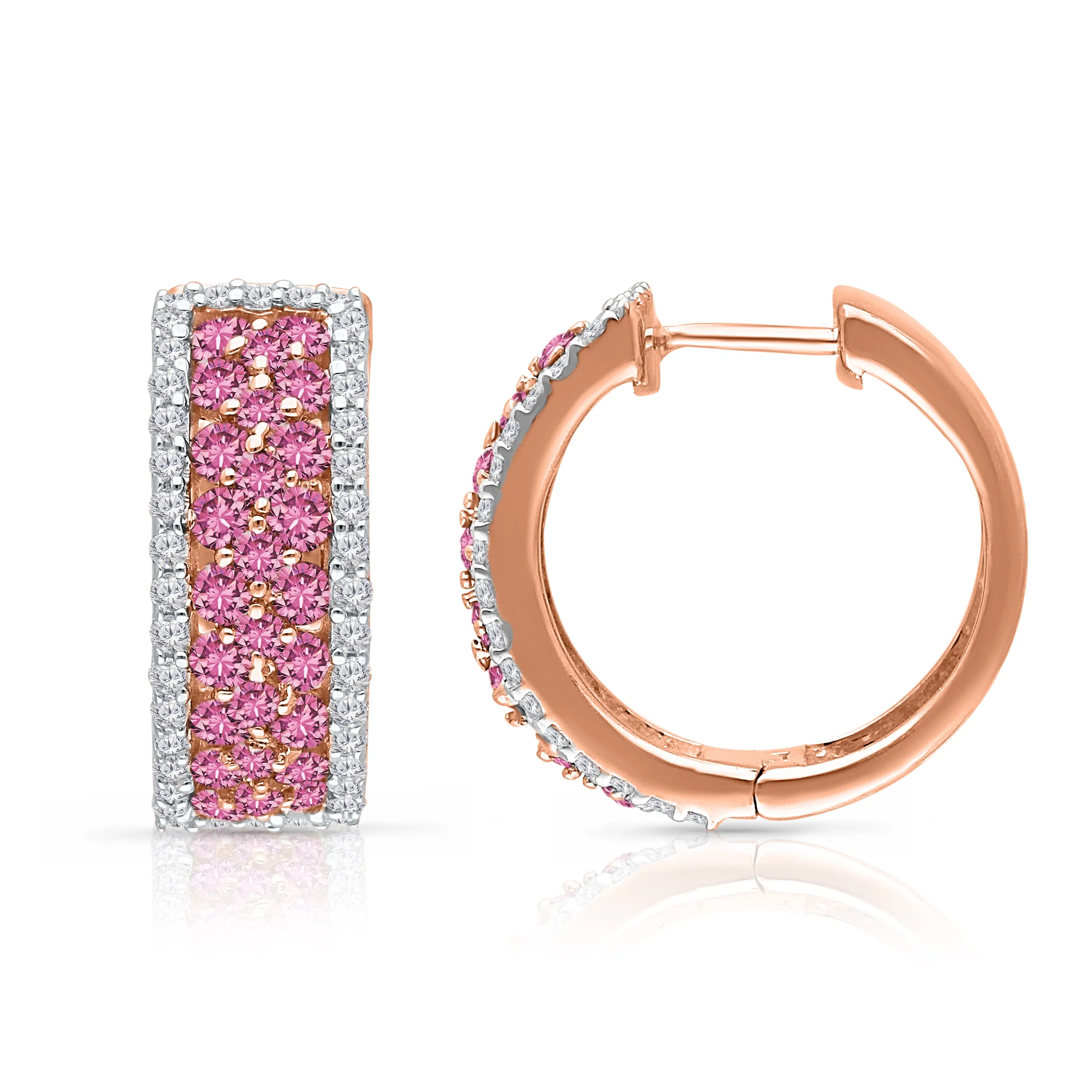 Kallati Pink Sapphire Diamond Hoop Earrings