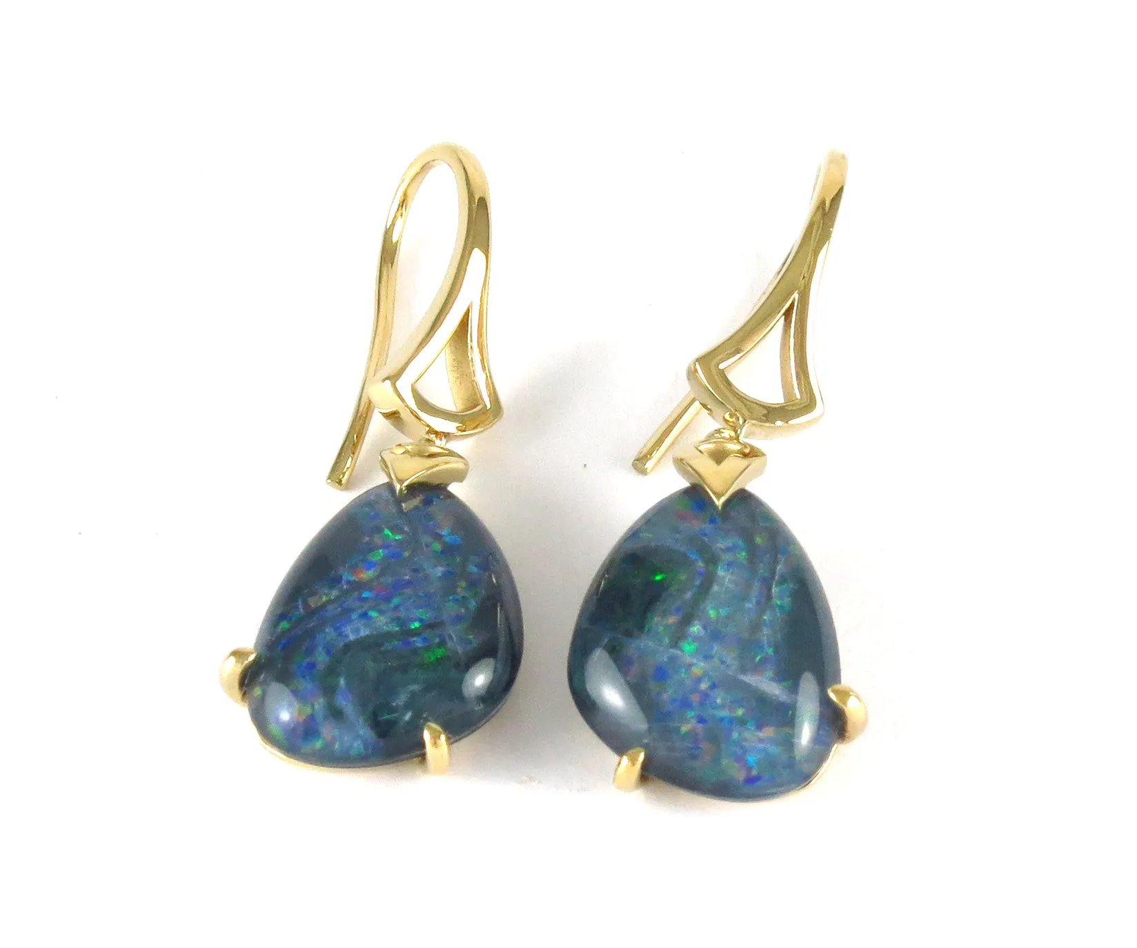 Koi Cascade Blue Opal Sterling Silver Earrings with 18K Gold Vermeil I Jan Leslie