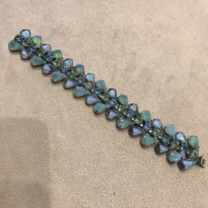 Kramer Blue Green Givre glass Vintage Bracelet