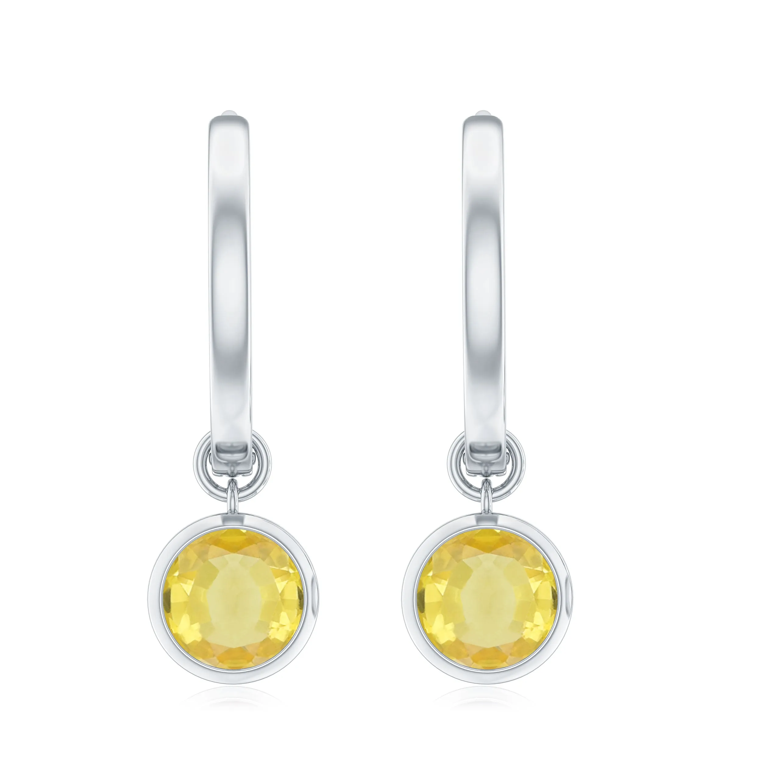 Lab Grown Yellow Sapphire Hoop Drop Earrings