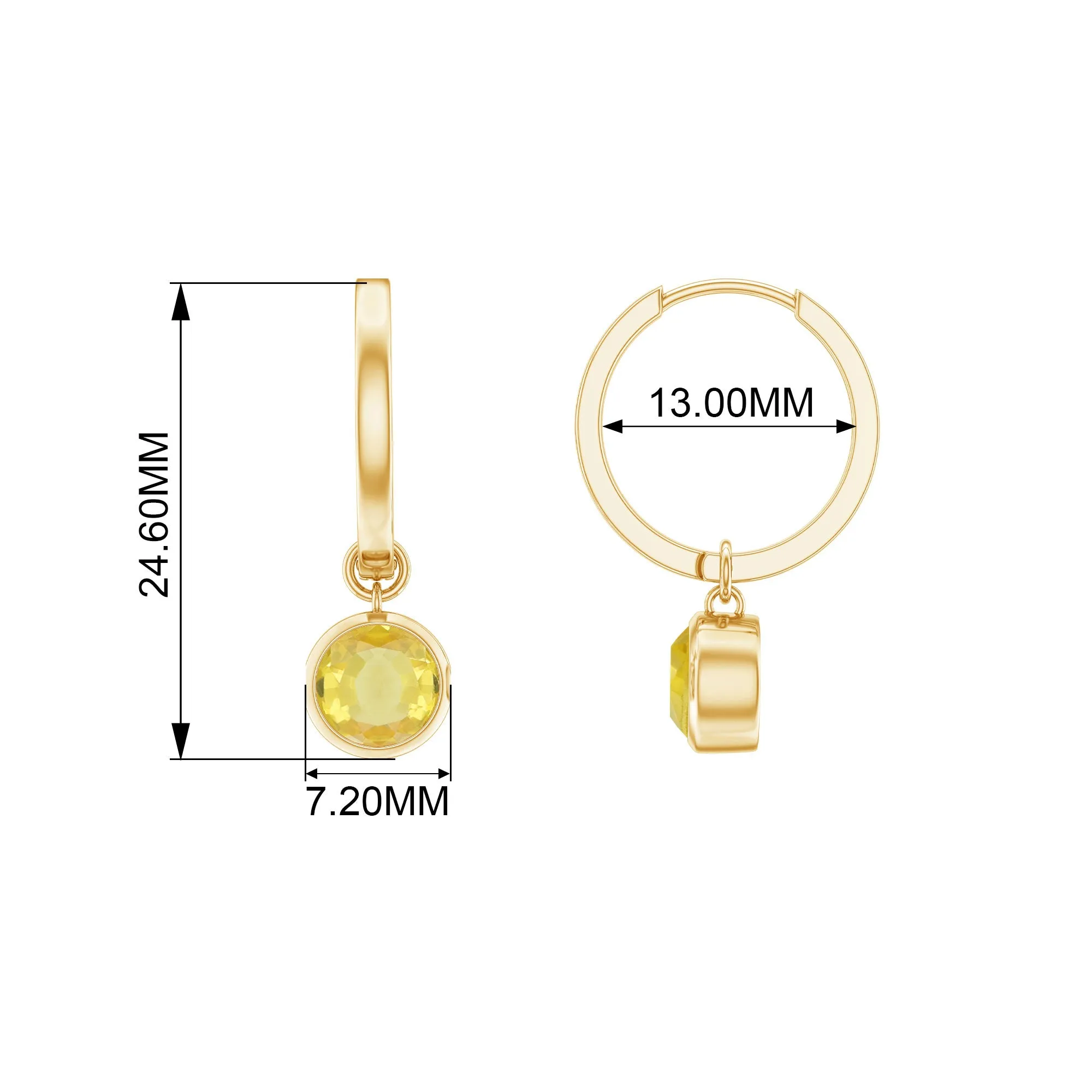 Lab Grown Yellow Sapphire Hoop Drop Earrings