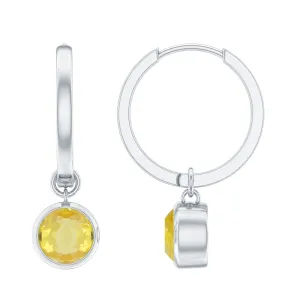 Lab Grown Yellow Sapphire Hoop Drop Earrings