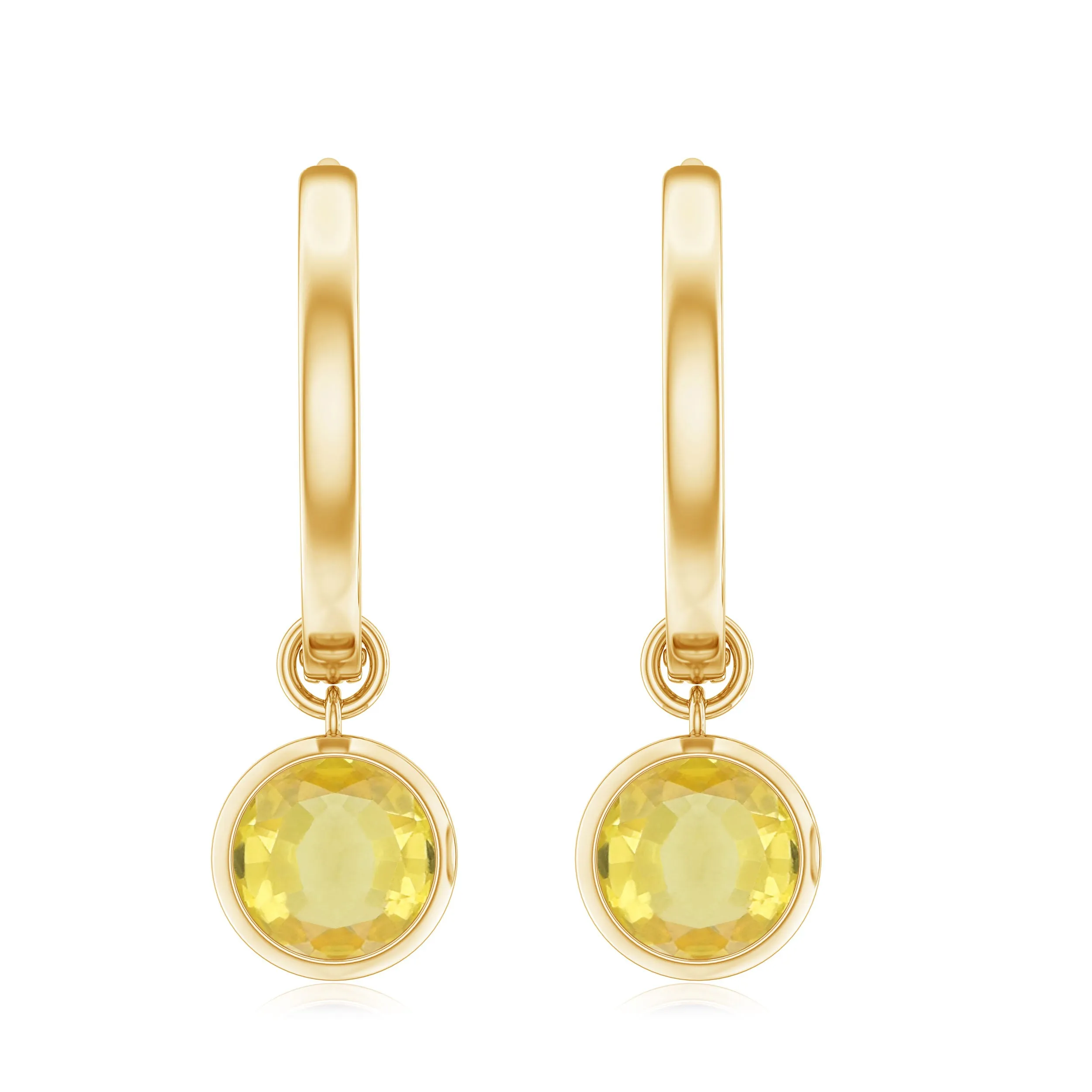 Lab Grown Yellow Sapphire Hoop Drop Earrings