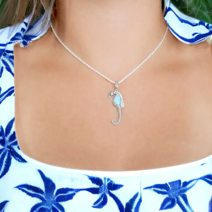 Larimar Kai Seahorse Pendant by Alamea