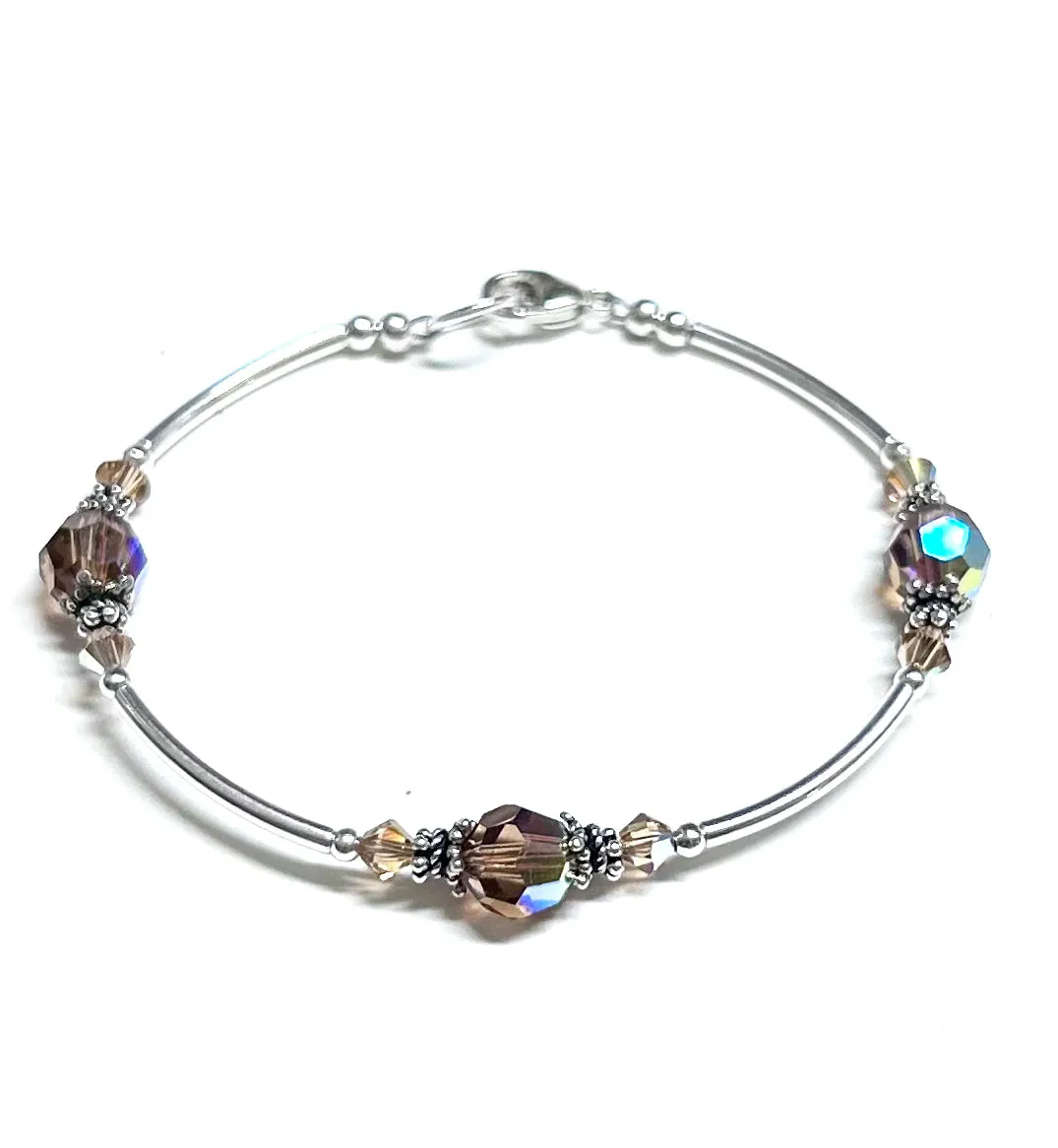 Light Colorado Topaz AB Austrian Crystal Sterling Silver Bracelet