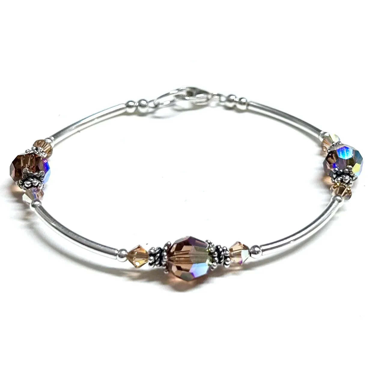 Light Colorado Topaz AB Austrian Crystal Sterling Silver Bracelet