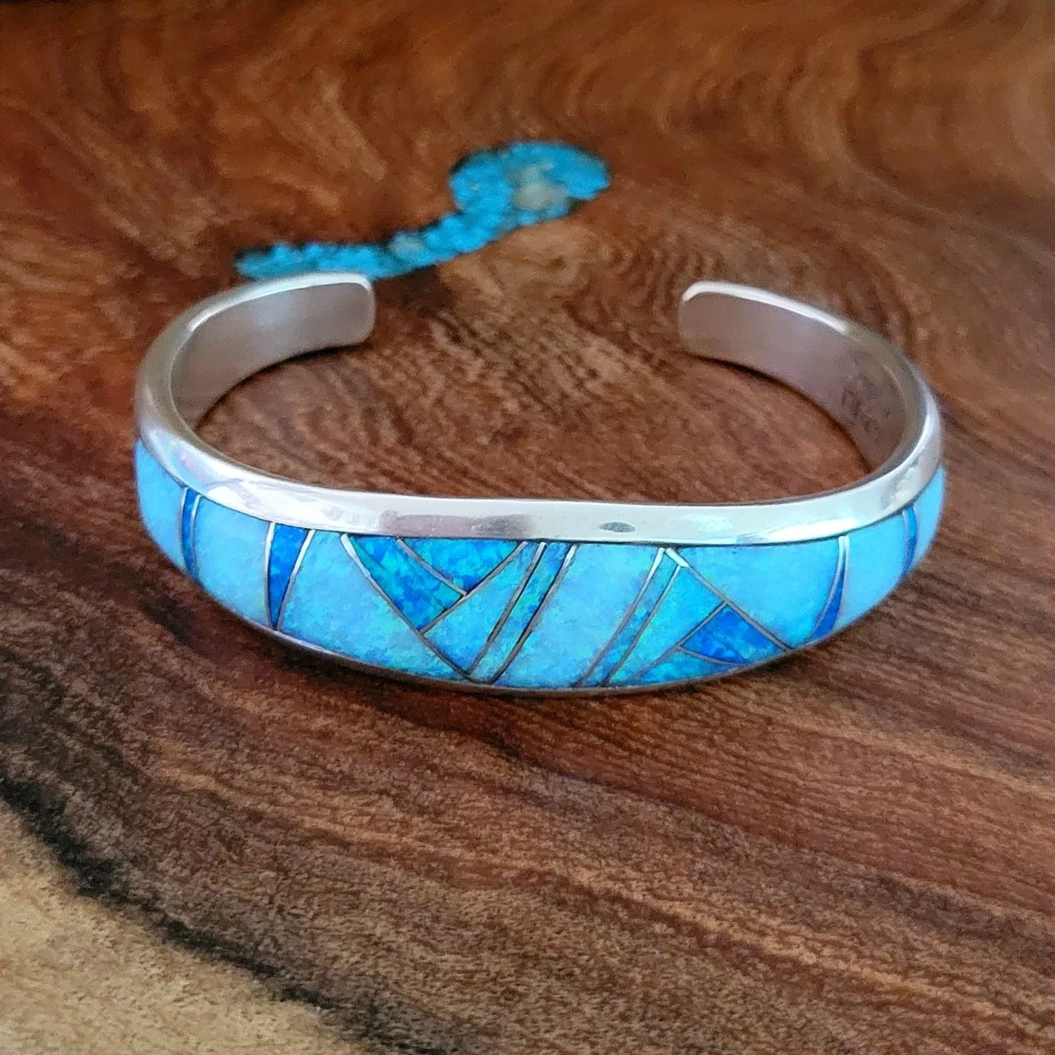 Manmade Opal Sterling Silver Inlay Bracelet GJ-BRC-0013