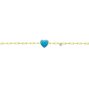 Meira T 14K TURQUOISE HEART PAPERCLIP BRACELET