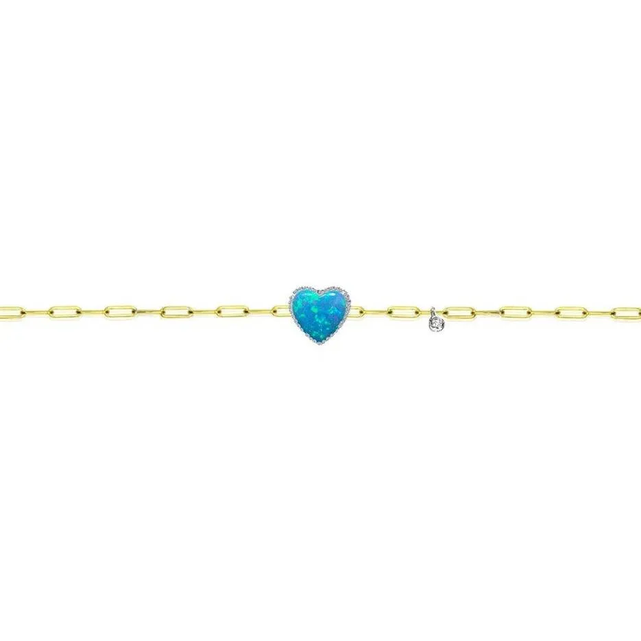 Meira T 14K TURQUOISE HEART PAPERCLIP BRACELET