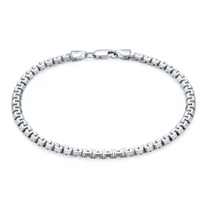 Men's Heavy Franco Square Chain Link Bracelet Rhodium  Silver 8-9 Inch