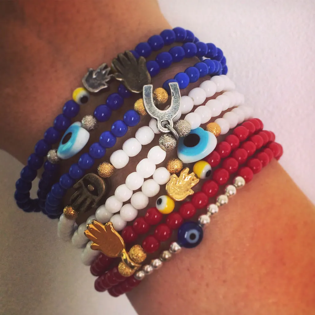 Mini Evil Eye Charm Glass Bead Bracelet