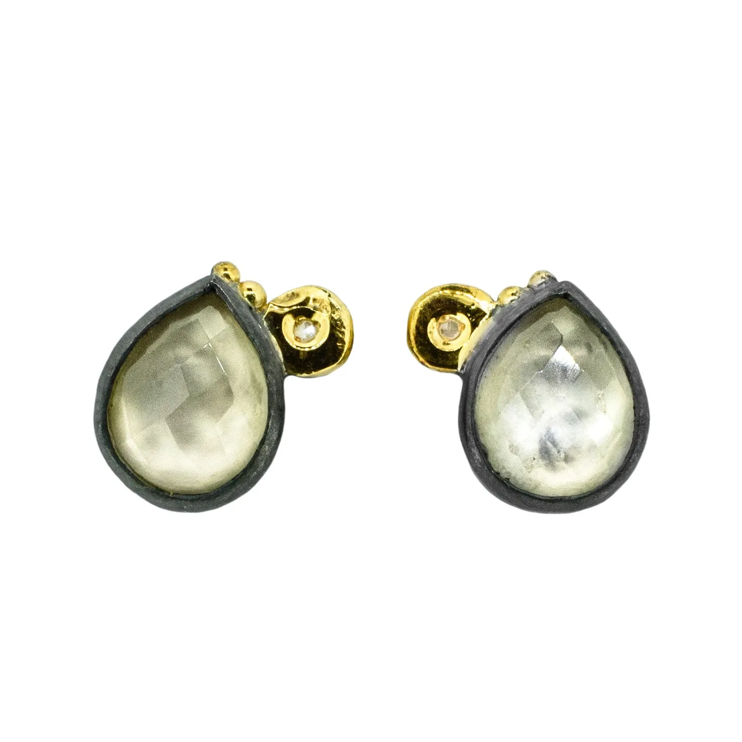 Moonstone and Diamond Earrings