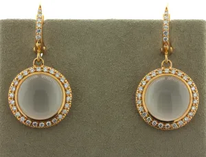 Moonstone Diamond 18k Rose Gold Drop Earrings