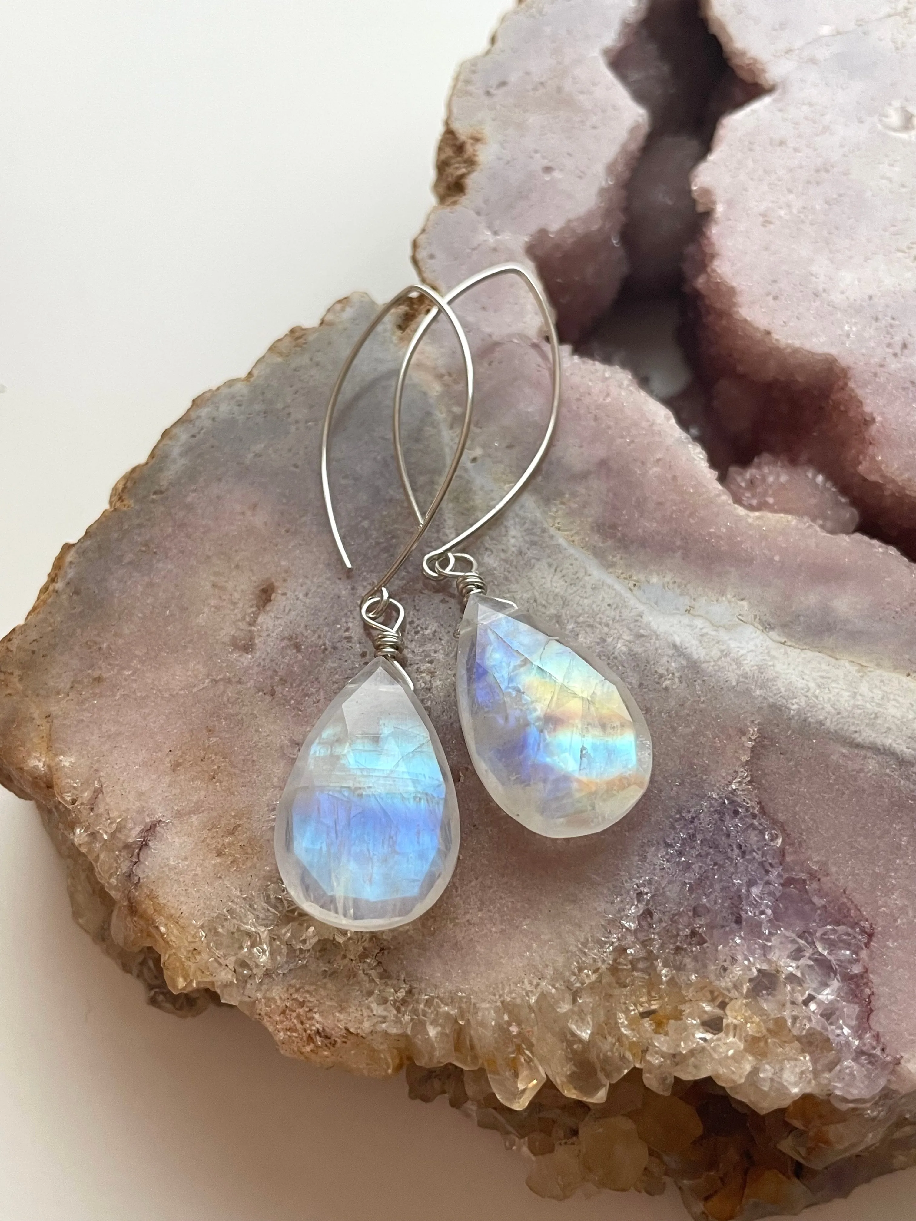 Moonstone Earrings Drop Earrings Gold June Birthstone Earrings