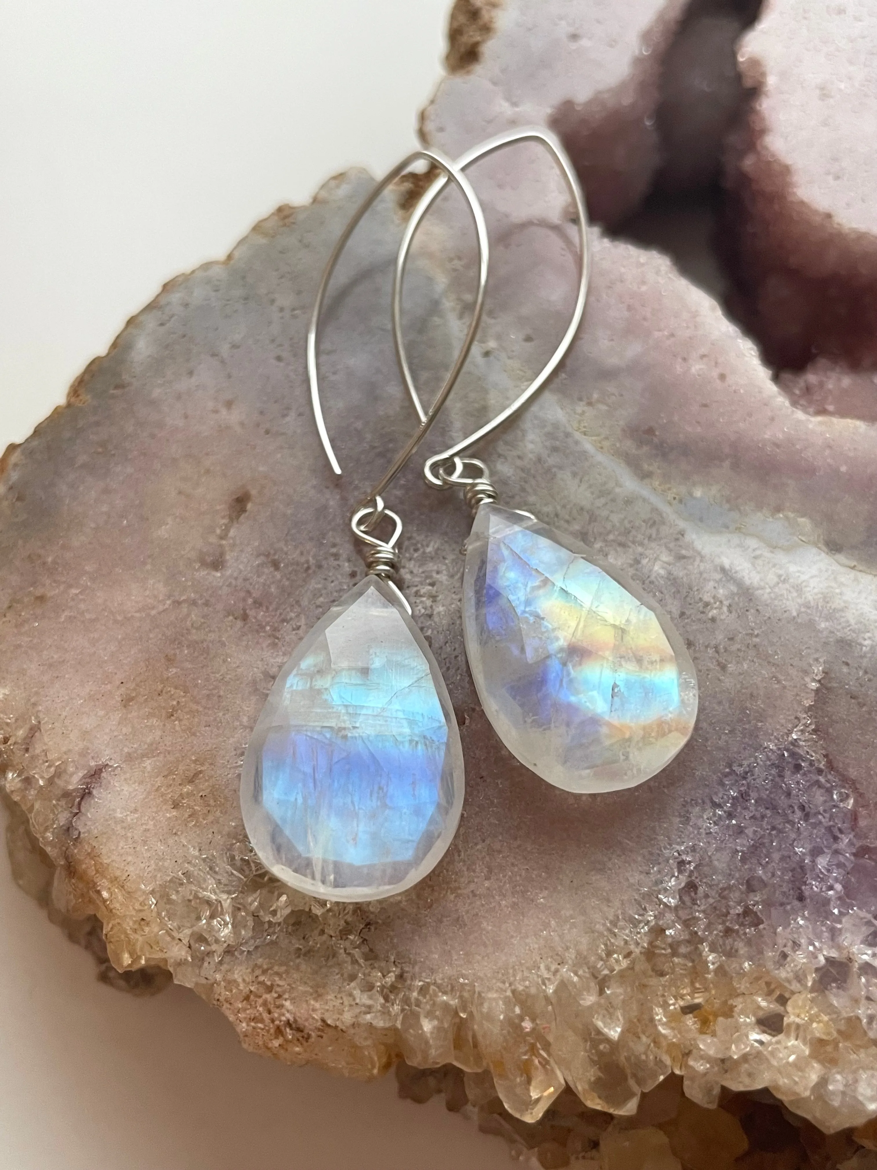 Moonstone Earrings Drop Earrings Gold June Birthstone Earrings