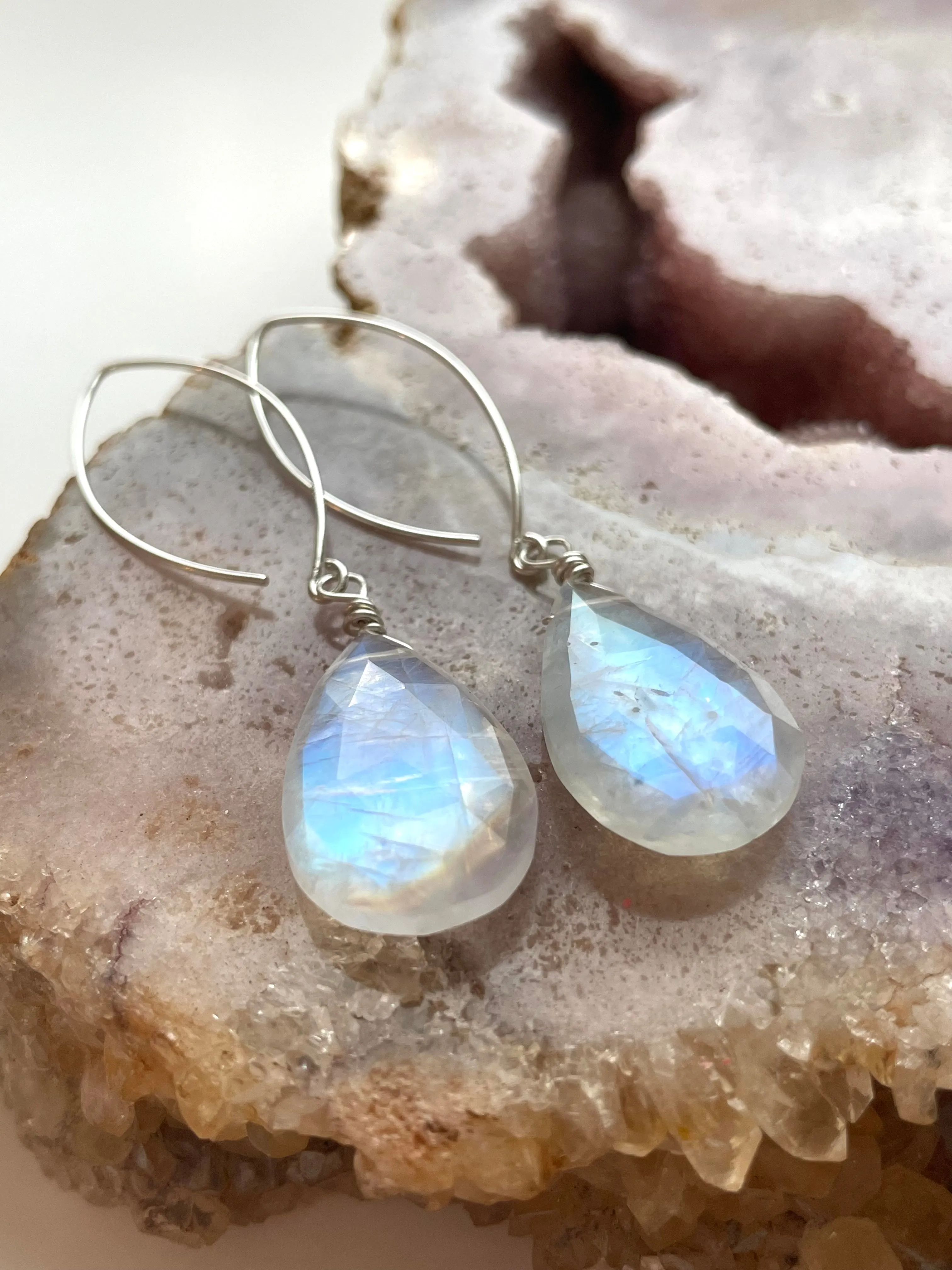 Moonstone Earrings Drop Earrings Gold June Birthstone Earrings