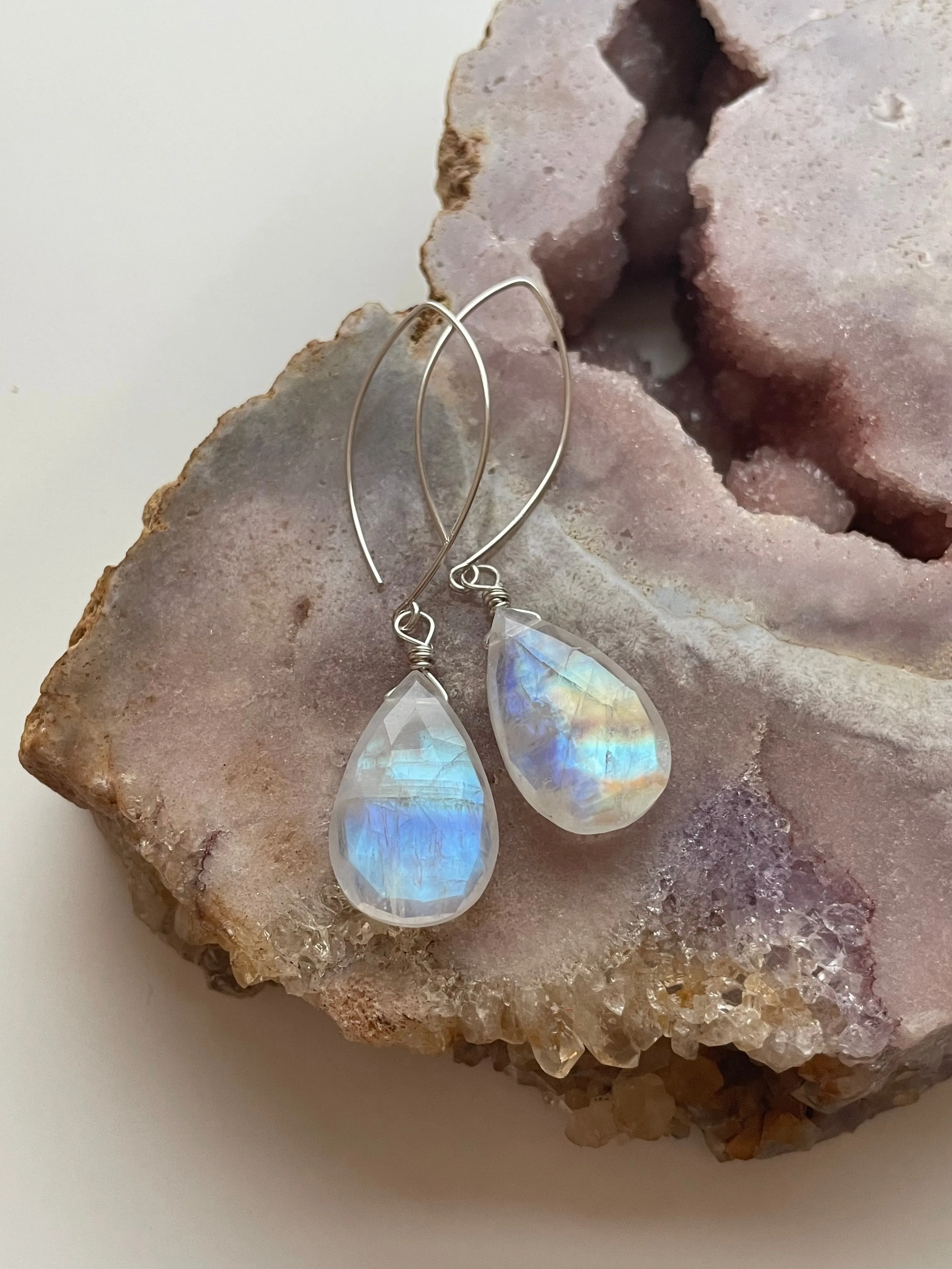 Moonstone Earrings Drop Earrings Gold June Birthstone Earrings