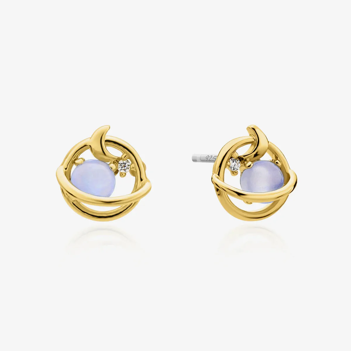 Moonstone saturn earrings