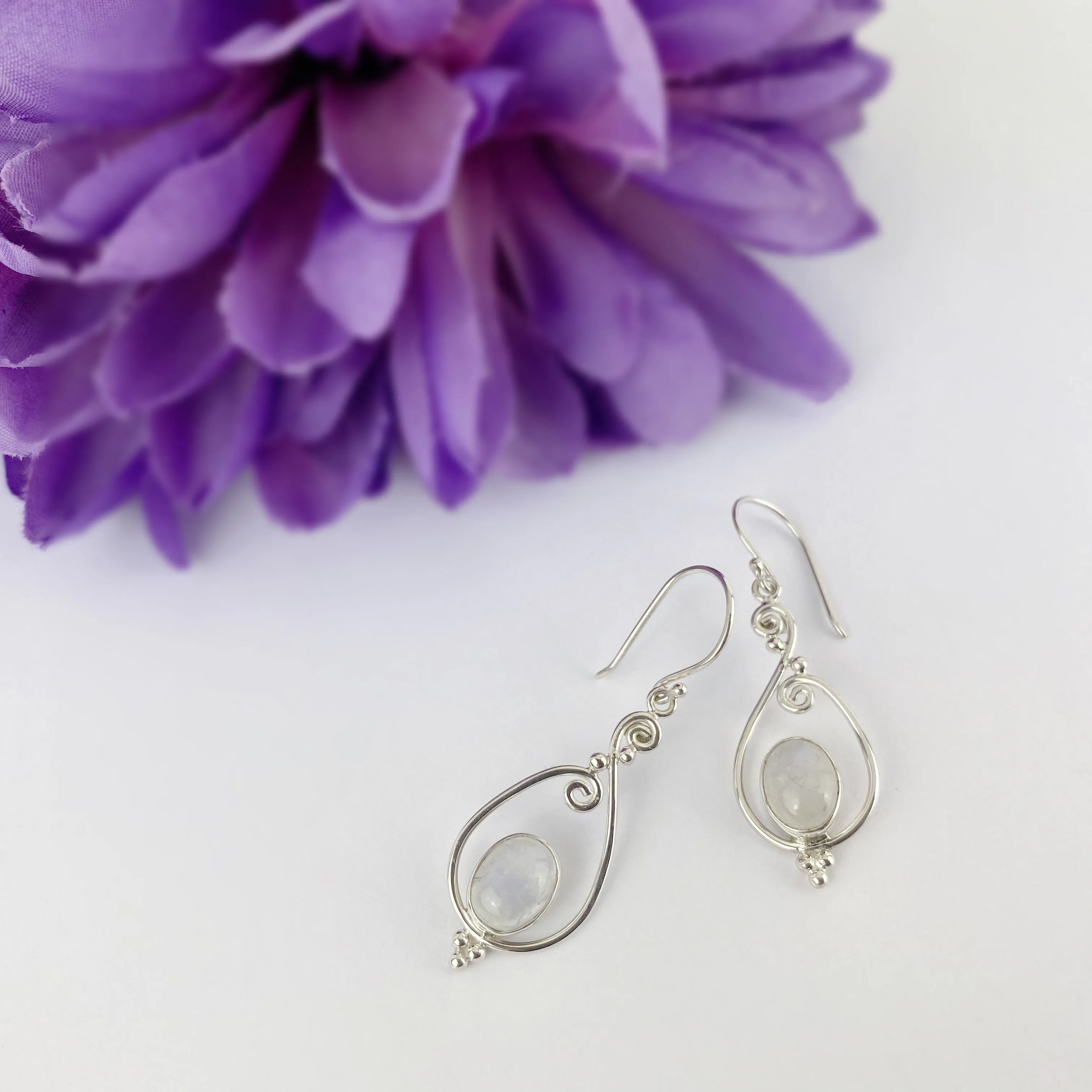 Moonstone Swirl Earrings - VE236