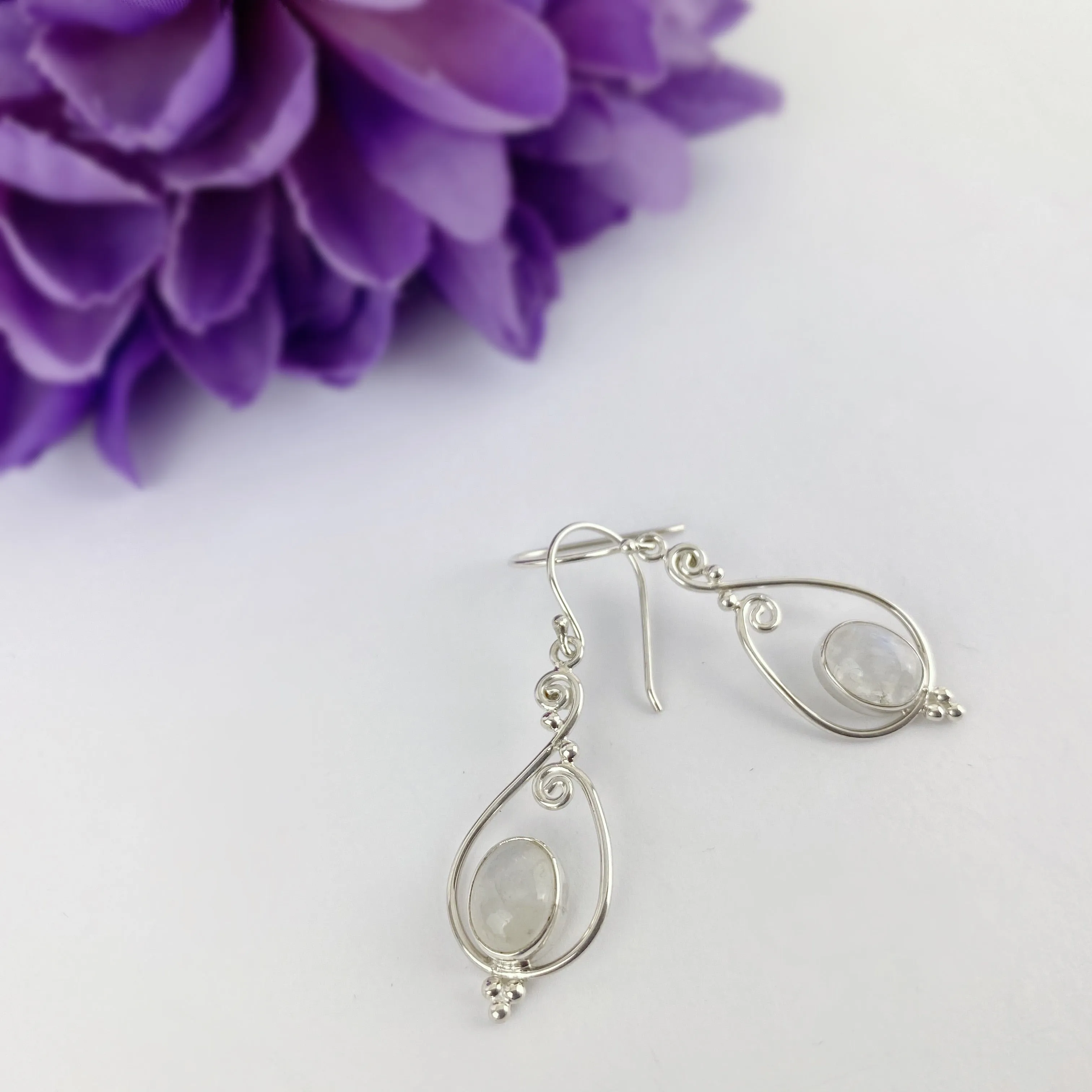 Moonstone Swirl Earrings - VE236