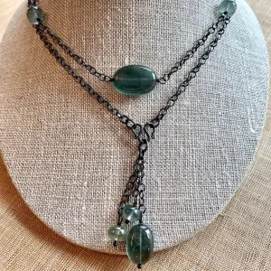 Moss Aquamarine & Sterling Necklace by Ruth