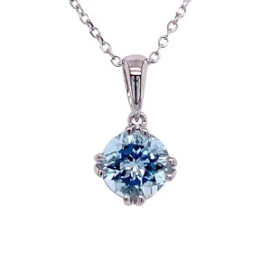 Mountz Collection Aquamarine Round Pendant in 14K White Gold