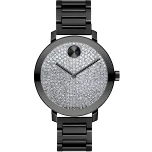 Movado BOLD Evolution Crystal Dial Black Ion-Plated Women's Watch 3600930