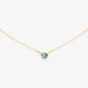 N6701AQ | 3mm Aquamarine Birthstone Necklace