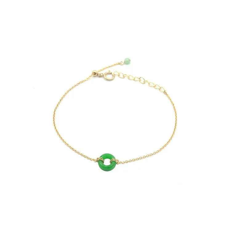 Natural Jade Bracelet Jadeite 18k Gold-Filled Bracelet NB143