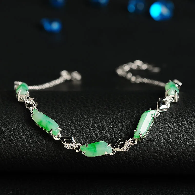 Natural Jade Bracelet Jadeite Silver Bracelet BT109