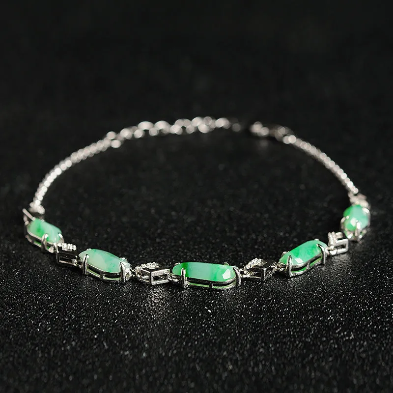 Natural Jade Bracelet Jadeite Silver Bracelet BT112